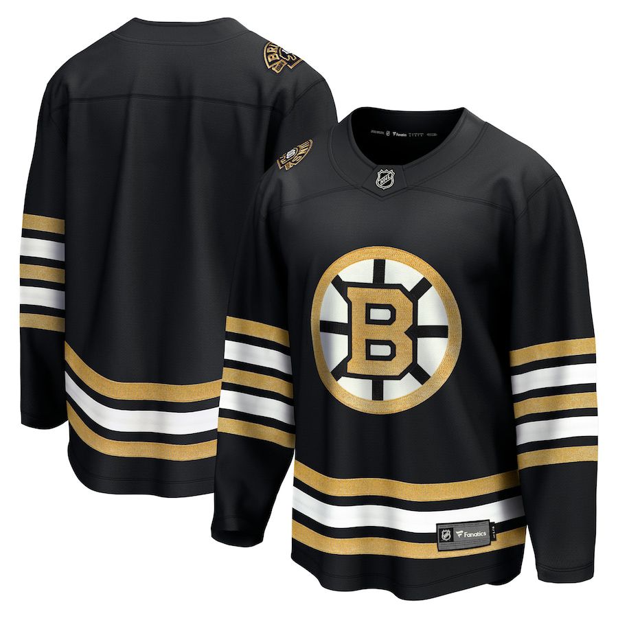Men Boston Bruins Fanatics Branded Black 100th Anniversary Premier Breakaway NHL Jersey->boston bruins->NHL Jersey